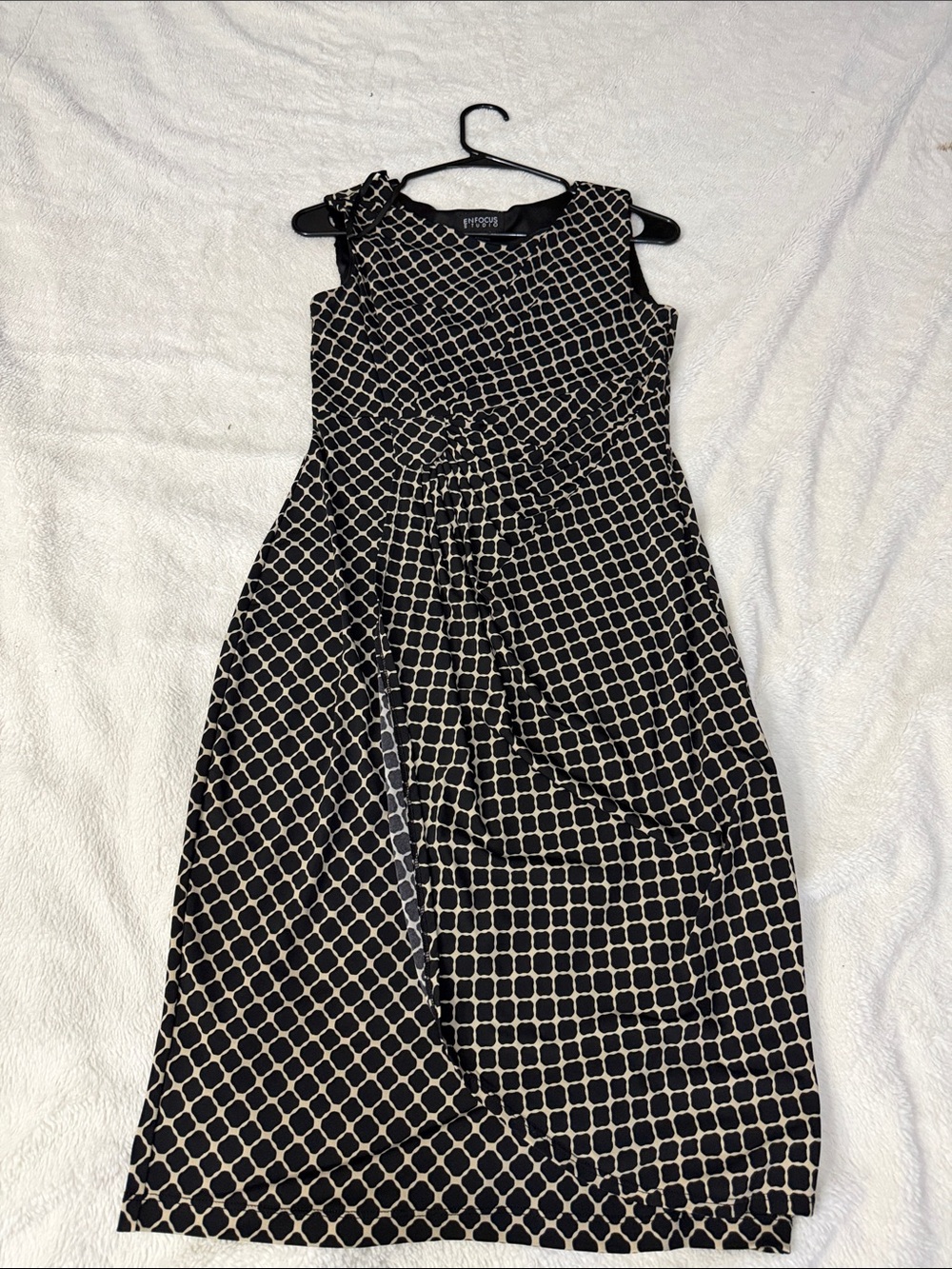 Enfocus Studio Black and White Geometric Midi Dress